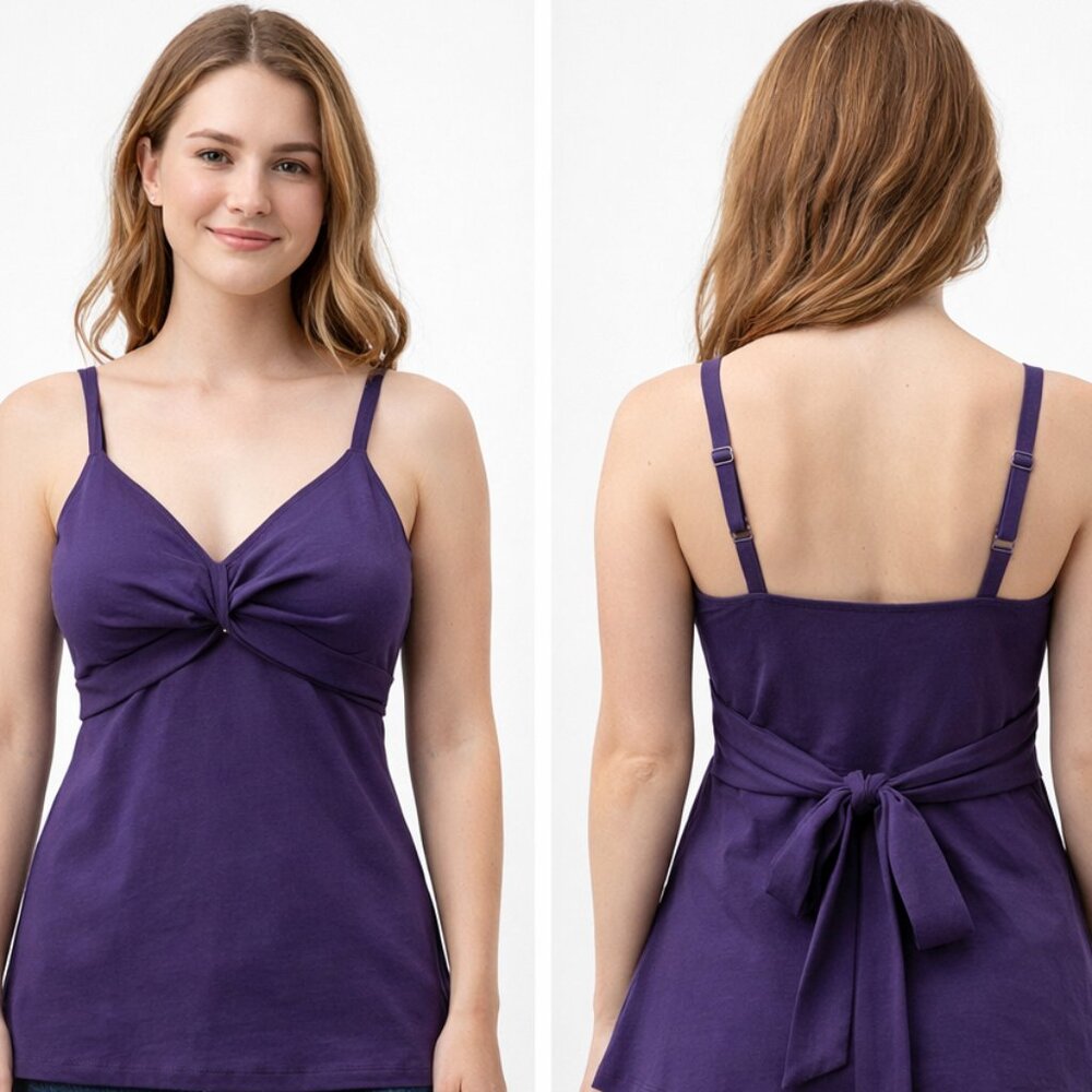 Lands' End Purple Swim Tankini Top Adjustable Straps Sz 4 NEW Preppy Classic